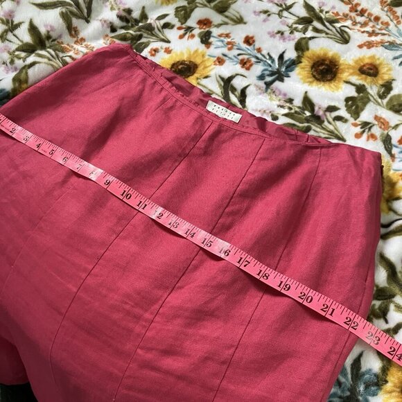 Precis Linen Skirt Womens 14 Petite Pink Floral Embroidered A-Line Midi - Picture 8 of 8